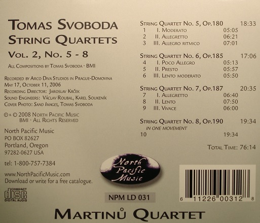 Svoboda 'String Quartets, Nos. 5-8' CD